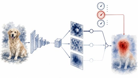 Late spatial feature maps combining into one coarse subject-aligned heatmap.