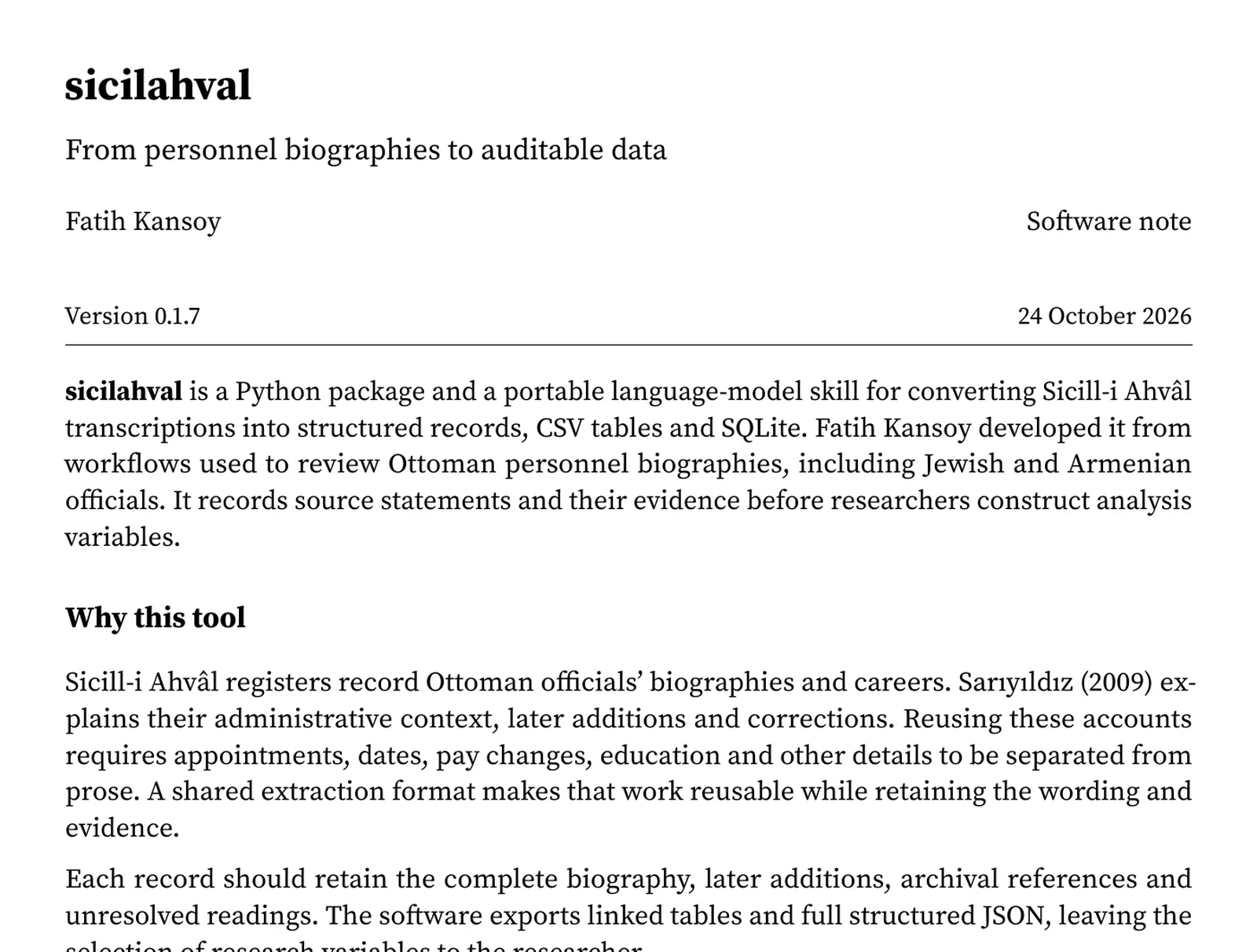 The opening of the sicilahval methods note